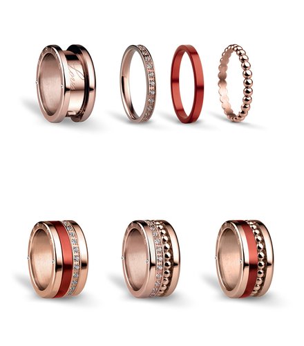 BERING Symphony Set Red Sailing Stainless Steel Ring REDSAILING