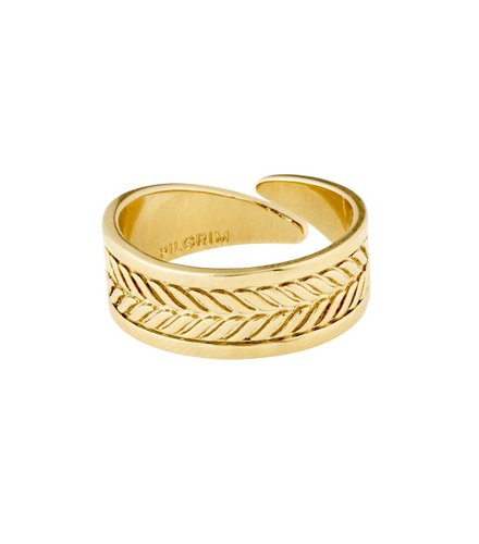 PILGRIM Legacy Wheat Leaf Gold-Plated Adjustable Ring 142132004