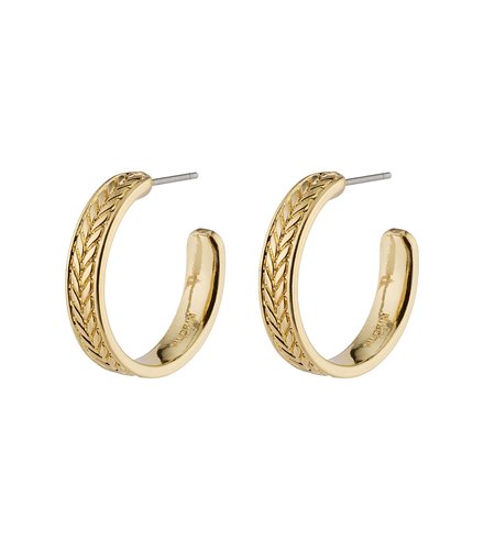 PILGRIM Legacy Wheat Leaf Medium Hoop Gold-Plated Earrings 142132023