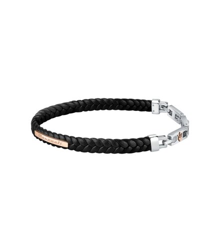 MASERATI Leather Stainless Steel Bracelet JM222AVE01