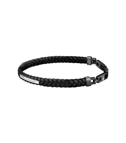 MASERATI Leather Stainless Steel Bracelet JM222AVE02