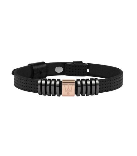 MASERATI Leather Stainless Steel Bracelet JM418ANJ02