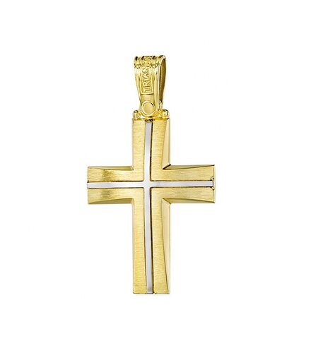 TRIANTOS Two Tone Yellow And White Gold Cross 14K 1.7.1028YW