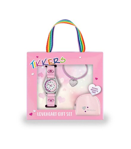 TIKKERS Girls Pink Canvas Strap Heart Set Με Βραχιόλι Και Τσαντάκι ATK1031