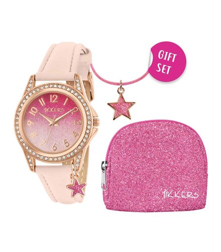 TIKKERS Girls Pink Strap Glitter Set Με Κολιέ Και Τσαντάκι ATK1062