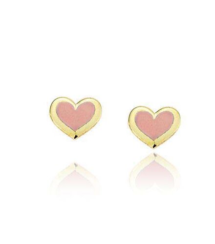 KALOUSTIAN Σκουλαρίκια Καρδιές Με Σμάλτο Σε Κίτρινο Χρυσό 9K ERG11183