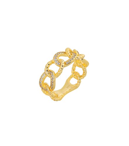 PRINCESILVERO Δαχτυλίδι Χρυσό Βεράκι Χοντρό Από Ασήμι 925 Με Ζιργκόν 1TA-RG026-3