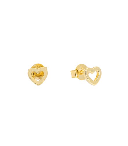 PRINCESILVERO Σκουλαρίκια Χρυσά Καρδιά Καρφωτό Από Ασήμι 925 2TA-SC137-3