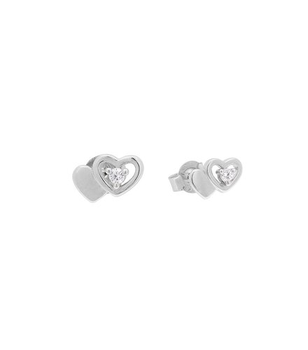 PRINCESILVERO Σκουλαρίκια Καρδιές Καρφωτό Από Ασήμι 925 Με Ζιργκόν 2TA-SC141-1