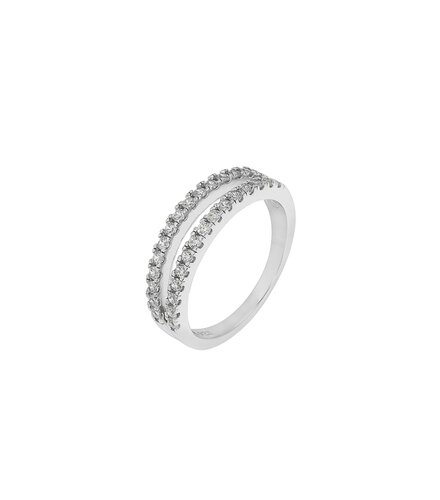 PRINCESILVERO Δαχτυλίδι Διπλό Μισόβερο Από Ασήμι 925 Με Ζιργκόν 3ZK-RG140-1