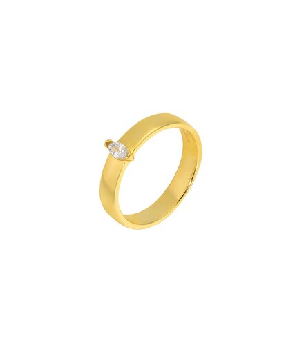 PRINCESILVERO Δαχτυλίδι Χρυσό Βεράκι Φαρδύ Από Ασήμι 925 Με Πέτρα 3ZK-RG142-3