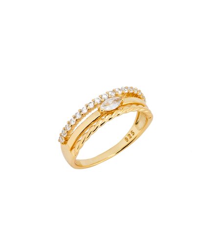 PRINCESILVERO Δαχτυλίδι Χρυσό Τριπλό Από Ασήμι 925 Με Ζιργκόν 3ZK-RG152-3
