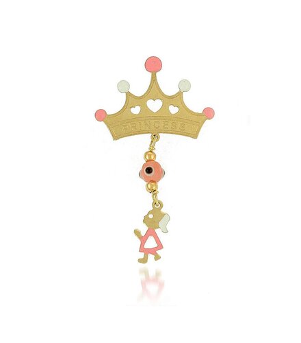 KALOUSTIAN Παραμάνα Κορώνα Princess Με Ματάκι Σε Κίτρινο Χρυσό 9K PN11100