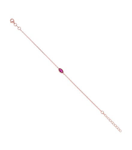 PRINCESILVERO Βραχιόλι Ροζ Χρυσό Με Πέτρα Από Ασήμι 925 15cm-18cm 1O-BR022-2R