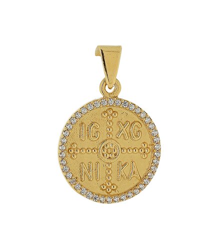 PRINCESILVERO Μενταγιόν Χρυσό Κωνσταντινάτο Από Ασήμι 925 Με Ζιργκόν 9X-MD024-3