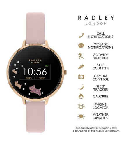 RADLEY LONDON Series 03 Smartwatch Dog Rose Gold and Pink Leather RYS03-2002