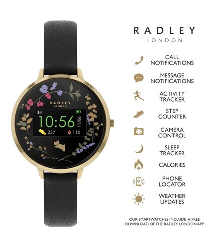 RADLEY LONDON Series 03 Smartwatch Dog Gold and Black Leather RYS03-2010
