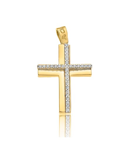 FACADORO White And Gold Cross 14K ΣΤΑ-000723ΚΛ