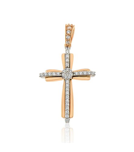 FACADORO White And Rose Gold Cross 14K CR-000758RGW