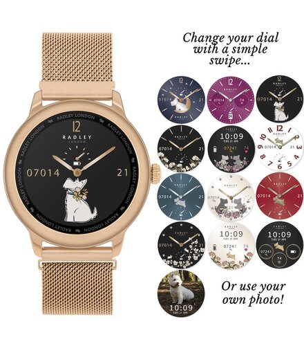 RADLEY LONDON Series 07 Smartwatch Rose Gold Mesh and Black Silicone RYS07-4004-SET