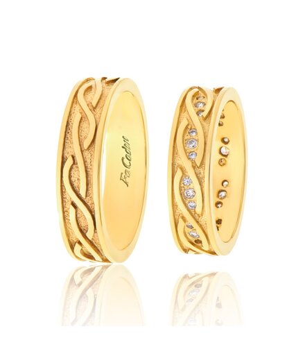 FACADORO Wedding Ring With Pattern Gold K14 WR-68G