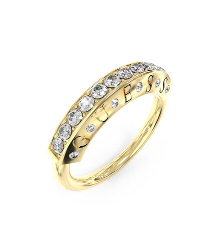 GUESS STEEL Bond Χρυσό Δαχτυλίδι Με Ζιργκόν JUBR03254JWYG