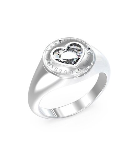 GUESS STEEL Rolling Hearts Ασημένιο Δαχτυλίδι Με Καρδιά JUBR03352JWRH