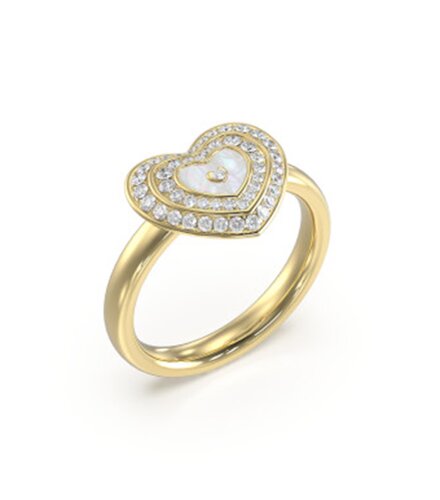 GUESS STEEL Amami Χρυσό Δαχτυλίδι Με Καρδιά Και Ζιργκόν JUBR04029JWΥGWH