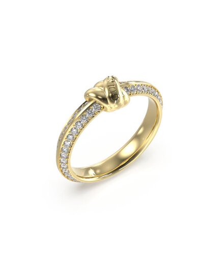GUESS STEEL Knot You Χρυσό Δαχτυλίδι Με Ζιργκόν JUBR04057JWYG