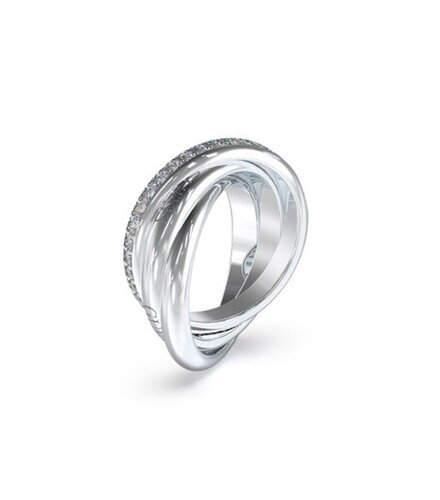GUESS STEEL Perfect Ασημένιο Δαχτυλίδι Τρίβερο Με Ζιργκόν JUBR04067JWRH