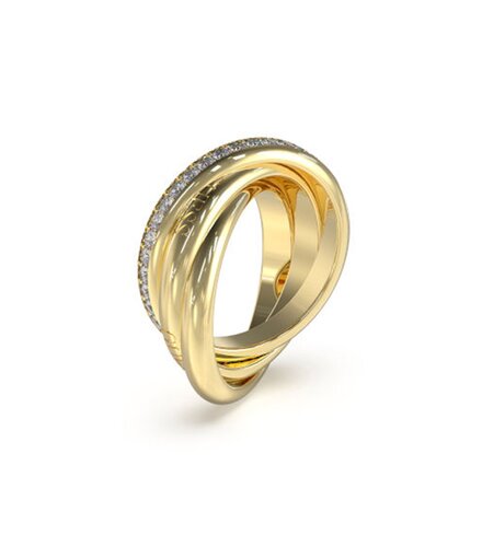 GUESS STEEL Perfect Χρυσό Δαχτυλίδι Τρίβερο Με Ζιργκόν JUBR04067JWYG