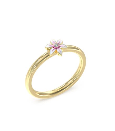 GUESS STEEL White Lotus Χρυσό Δαχτυλίδι Με Λουλούδι Και Ζιργκόν JUBR04138JWYGWH