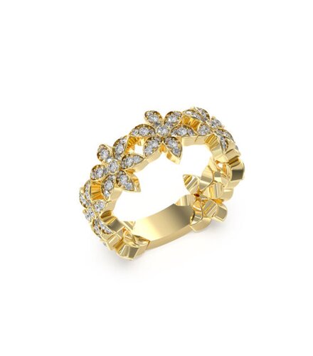 GUESS STEEL White Lotus Χρυσό Δαχτυλίδι Με Λουλούδια Και Ζιργκόν JUBR04148JWYG