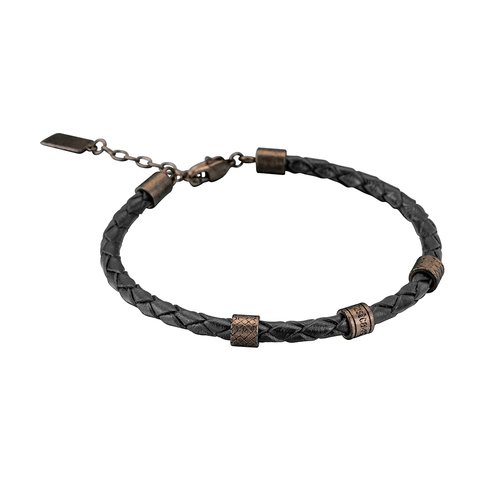 JUST CAVALLI Rock Leather Stainless Steel Bracelet JCBR50020300