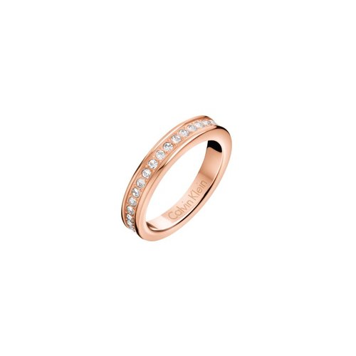 CALVIN KLEIN Hook Crystals Rose Gold Stainless Steel Ring KJ06PR1401