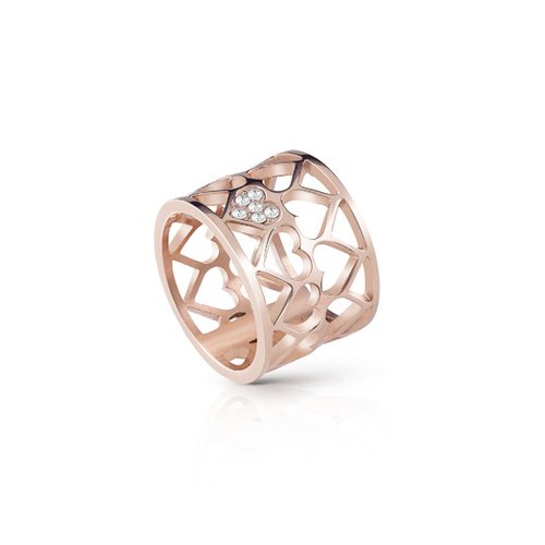 GUESS Hearts Rose Gold Rhodium Plated Ring UBR85008