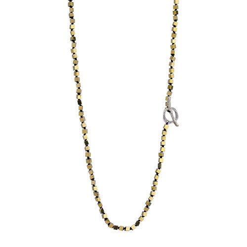 BREEZE Handmade Long Rosary Gold Metal Cord Hematite 100cm Adjustable Necklace 410014.1