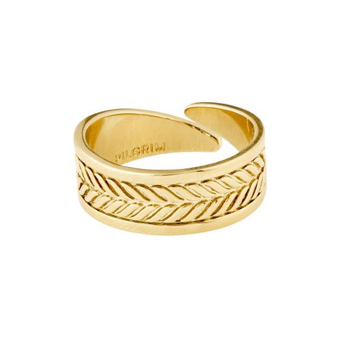 PILGRIM Legacy Wheat Leaf Gold-Plated Adjustable Ring 142132004