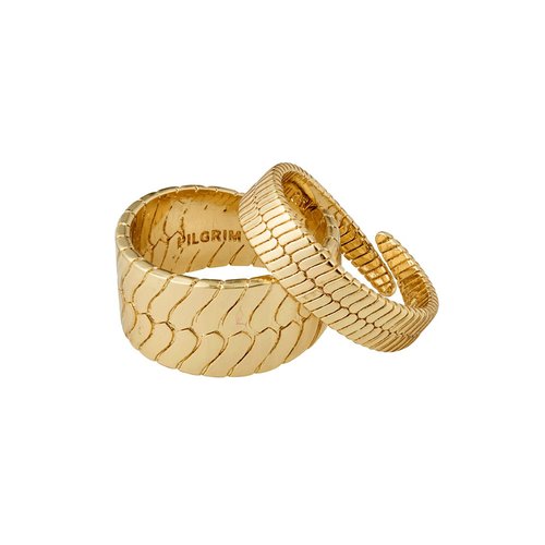 PILGRIM Snake Chain 2in1 Set Gold-Plated Adjustable Ring 262132044
