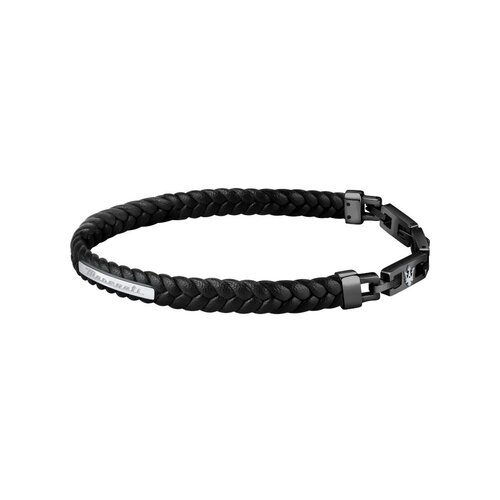 MASERATI Leather Stainless Steel Bracelet JM222AVE02