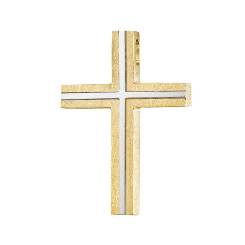 TRIANTOS Two Tone Yellow And White Gold Cross 14K 1.2.1302YW
