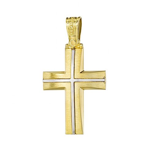 TRIANTOS Two Tone Yellow And White Gold Cross 14K 1.7.1028YW