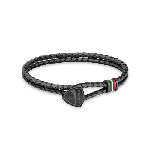 DUCATI Scudetto Leather Stainless Steel Bracelet DTAGB2137503