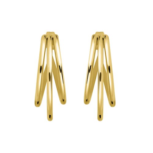 ROSEFIELD Triple Hoops Χρυσά Σκουλαρίκια Από Ανοξείδωτο Ατσάλι JETHG-J573