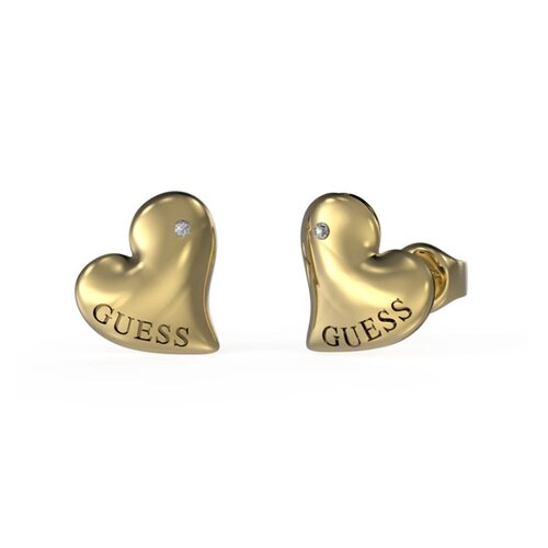 GUESS STEEL Fluid Hearts Χρυσά Σκουλαρίκια Καρδιές JUBE02303JWYGT-U
