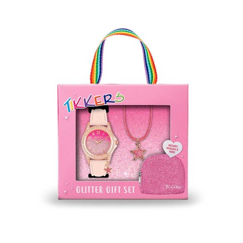 TIKKERS Girls Pink Strap Glitter Set Με Κολιέ Και Τσαντάκι ATK1062
