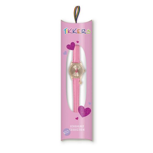 TIKKERS Girls Pink Strap Heart Charm Set Με Αυτοκόλλητα TK0188