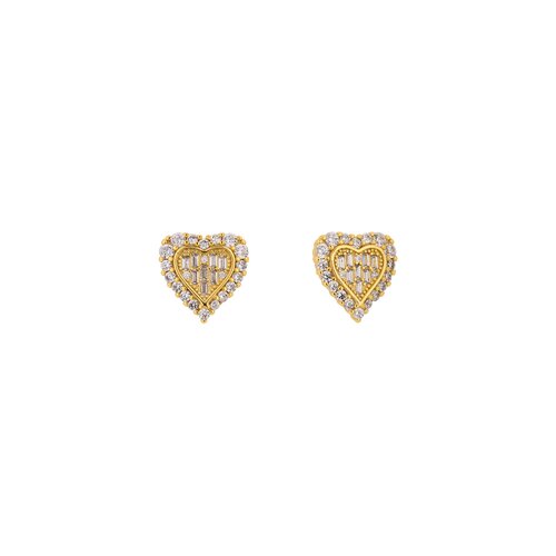 PRINCESILVERO Σκουλαρίκια Χρυσά Μεγάλη Καρδιά Καρφωτό Από Ασήμι 925 Με Ζιργκόν 2A-SC476-3