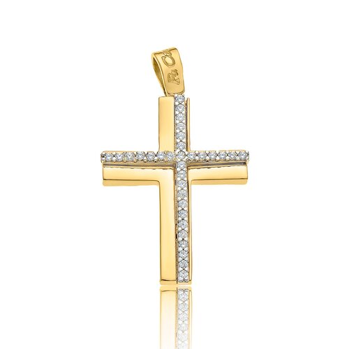 FACADORO White And Gold Cross 14K ΣΤΑ-000723ΚΛ