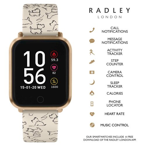 RADLEY LONDON Series 06 Smartwatch Rose Gold Cream Silicone RYS06-2064